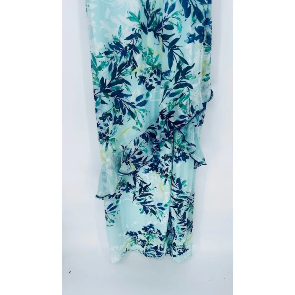 Lulus Sammi Light Blue Floral Print Ruffled Surplice Maxi Dress Size Large NEW - Picture 4 of 12